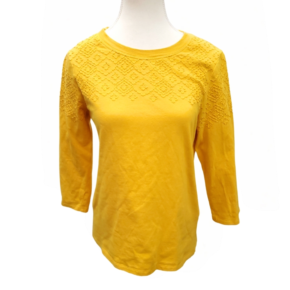 Woolovers Organic Cotton Yellow Blouse with 3/4 Sleeves Size S